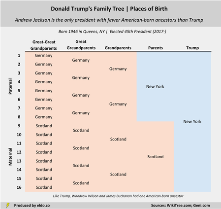 The Ancestry of American Presidents | Donald Trump's Family Tree (Places of Birth, Scotland, Germany, New York)